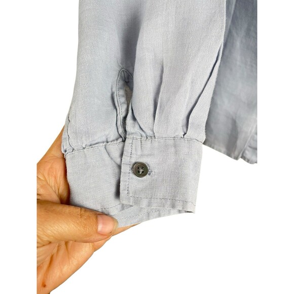 J. Jill Linen Chambray Shirt Women's Size M Blue Longsleeve Button Down - Picture 5 of 12